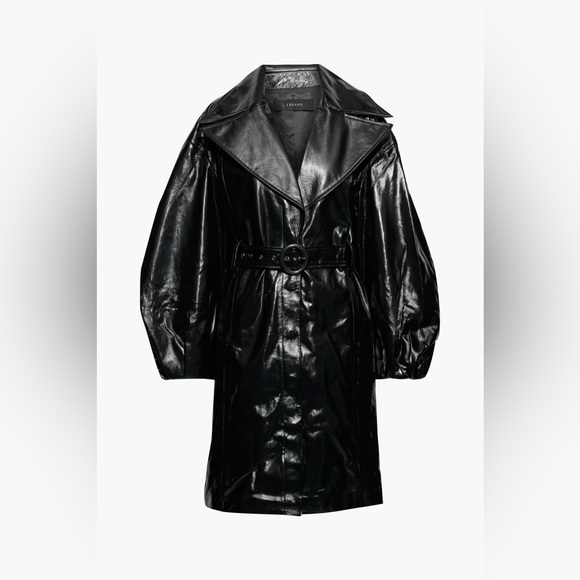 NWT J Brand + Halpern Antonia belted textured patent- leather trench coat
